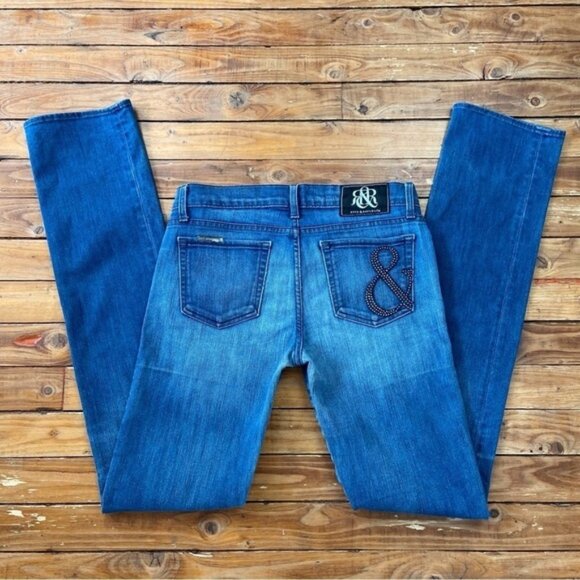 ROCK Republic Stella Low rise blue jeans studded pocket size 28 soft stretchy - Picture 4 of 12